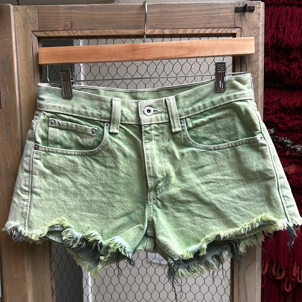 Levi's 511 Green Acid Wash Cut Off Denim Jean Shorts
